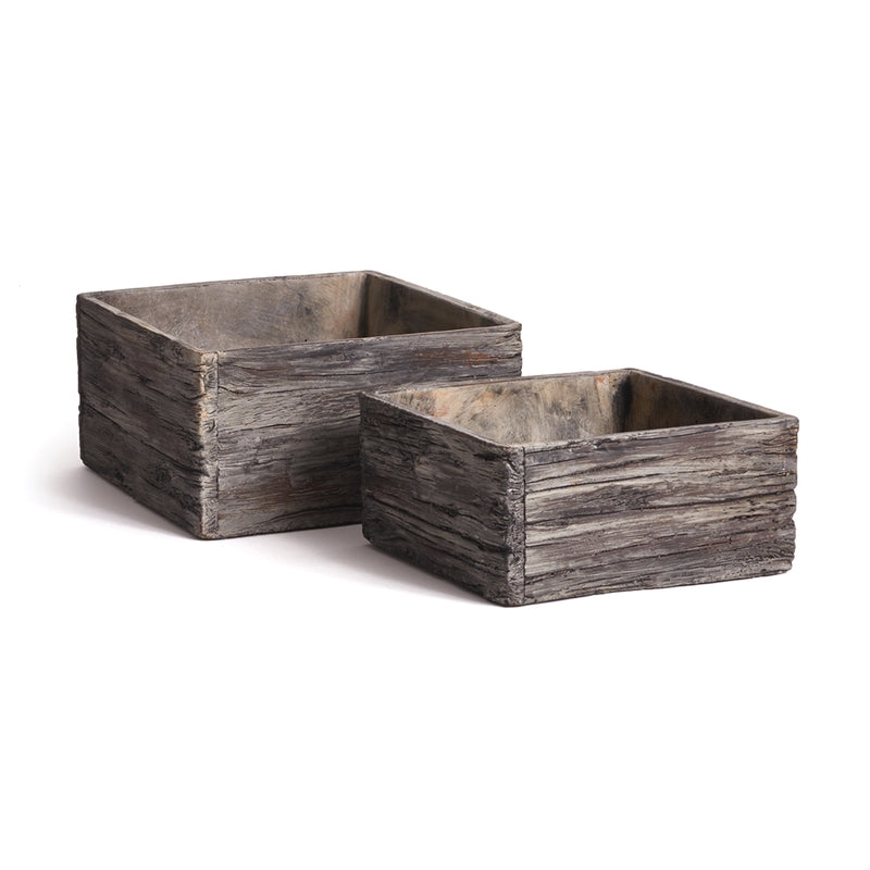 Napa Home Garden, WILDER FAUX BOIS SQUARE POTS ,SET OF 2,gn401