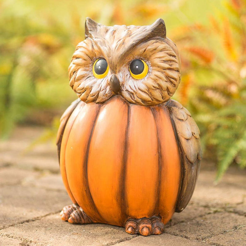 Evergreen Statuary,Owl in a Pumpkin Sculpture,8x6.75x11.25 Inches