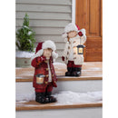 Evergreen Statuary,Children with Solar Lanterns Figurines, Set of 2,10.75x7x19.75 Inches