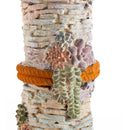 Stacked Faux Rock Non-Watertight Vase with Base and Floral Rope Accent