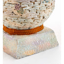 Stacked Faux Rock Non-Watertight Vase with Base and Floral Rope Accent