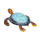 Blue Coastal Garden Statue, Metal Vivid Sea Turtle Garden Statue, 4"H