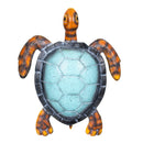 Blue Coastal Garden Statue, Metal Vivid Sea Turtle Garden Statue, 4"H