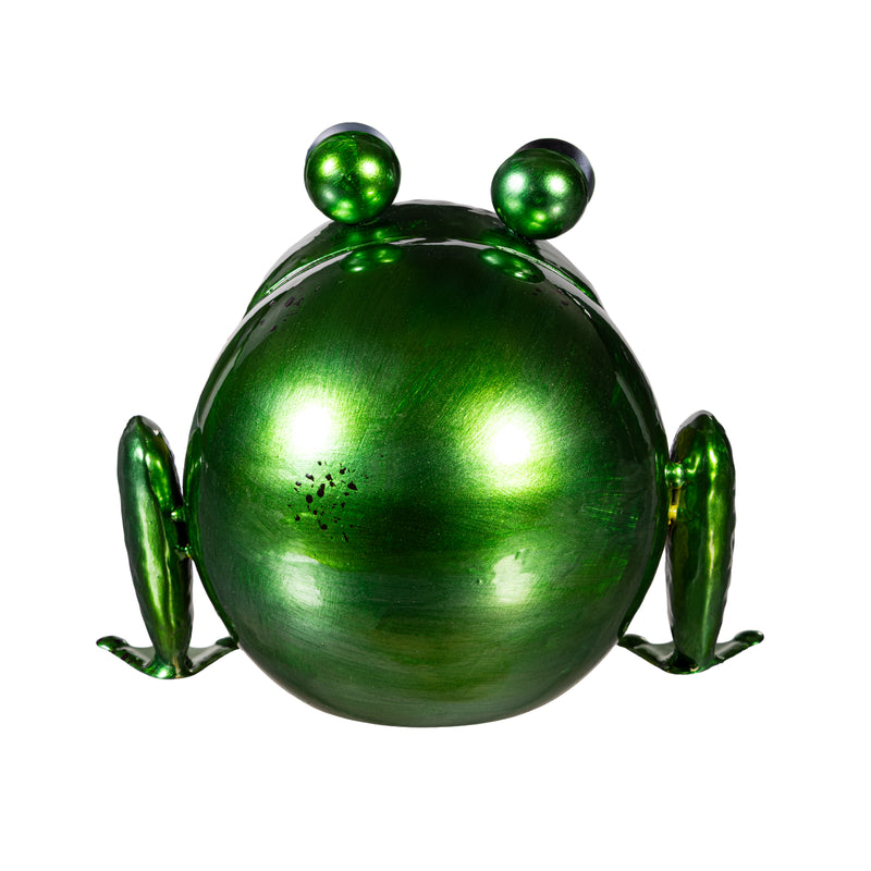 Metal Portly Frog Garden Statue, 7"H