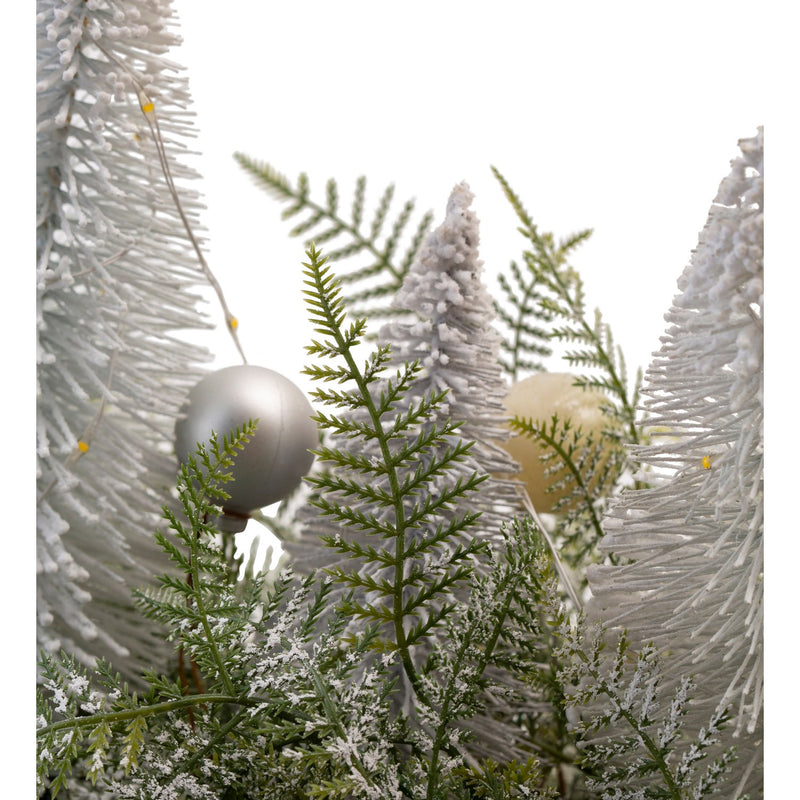 Evergreen Home Accents,Lighted Holiday Centerpiece with Bottle Brush Trees,35.43x9.45x10.24 Inches