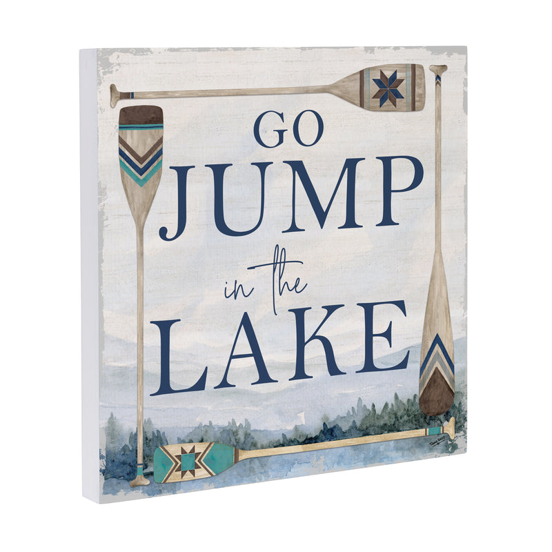 Lake Living Wooden Wall Art Go Jump 12x12"