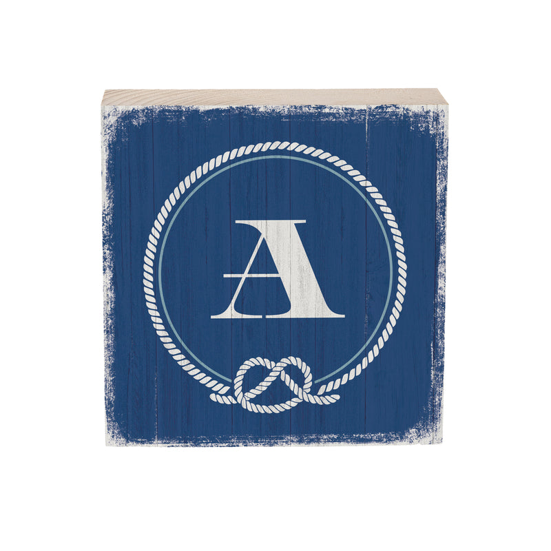 Coastal Wooden Plock Monogram Nautical 6" A A