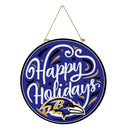 Baltimore Ravens Holiday Round Door Décor with Hanging Rope, 18x18