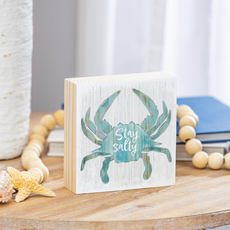 Coastal Wooden Plock Salty Crab 6"