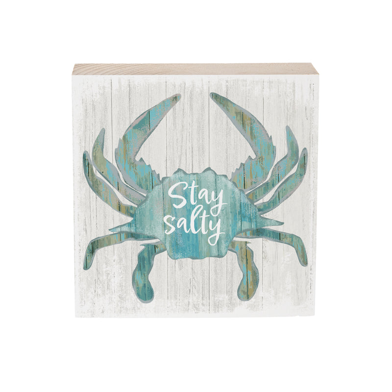 Coastal Wooden Plock Salty Crab 6"