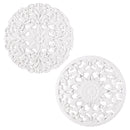 Blue Coastal Indoor Wall Decor, Wood, White Patterned Round Wall Art, Asst of 2