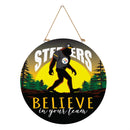 Pittsburgh Steelers Bigfoot Round Door Décor with Hanging Rope, 18x18