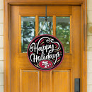 San Francisco 49ers Holiday Round Door Décor with Hanging Rope, 18x18