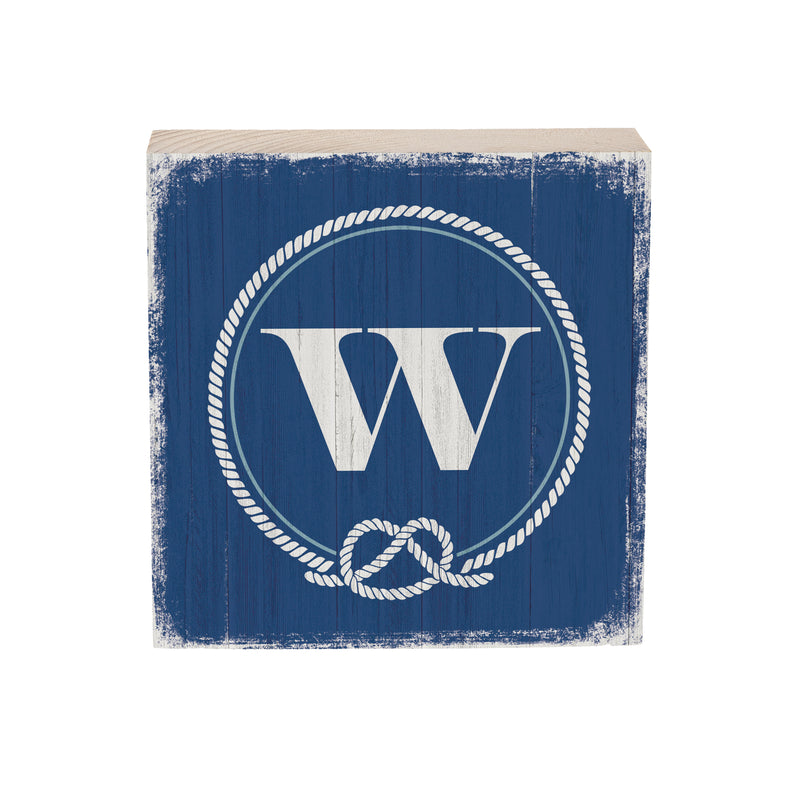 Coastal Wooden Plock Monogram Nautical 6" W W