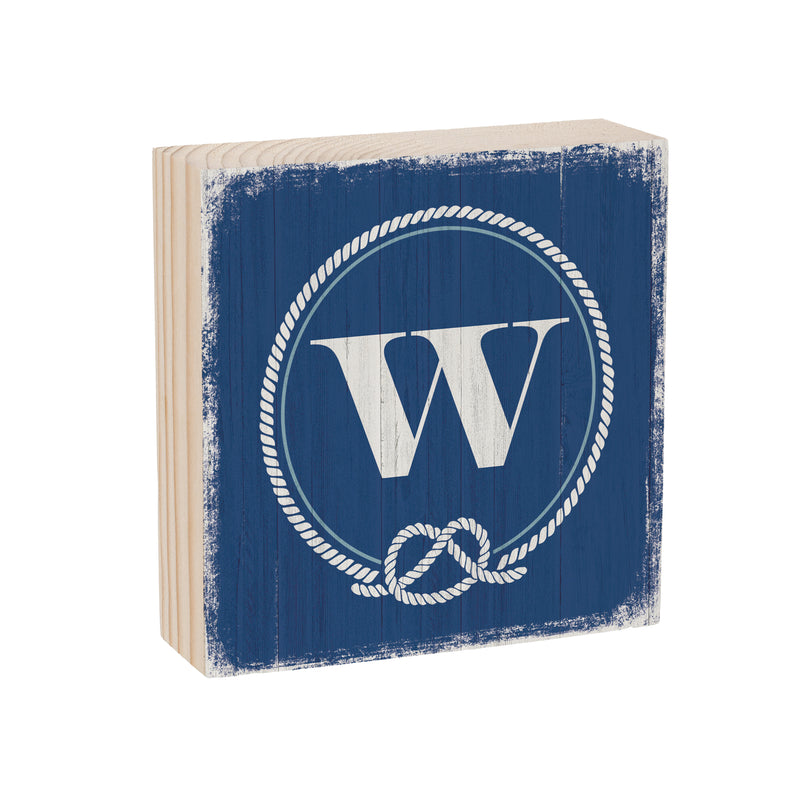 Coastal Wooden Plock Monogram Nautical 6" W W