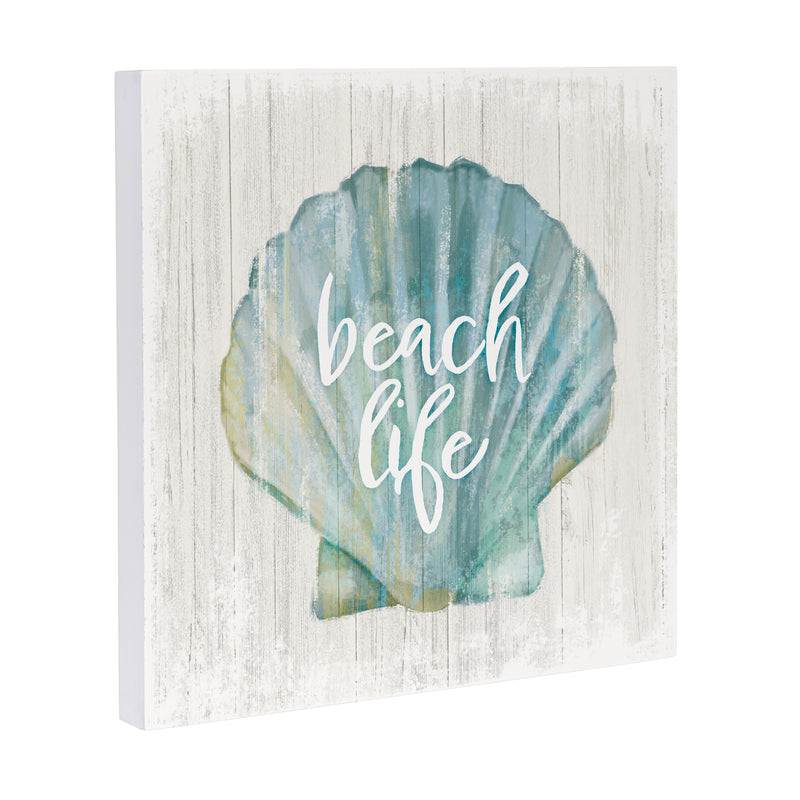 Coastal Wooden Wall Art Life Shell 12x12"