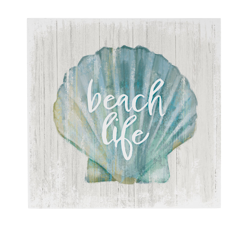 Coastal Wooden Wall Art Life Shell 12x12"