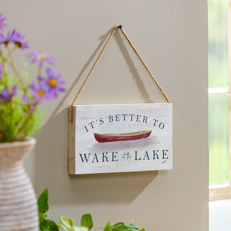 Lake Living Hanging Sign Wake at the Lake 11x6"