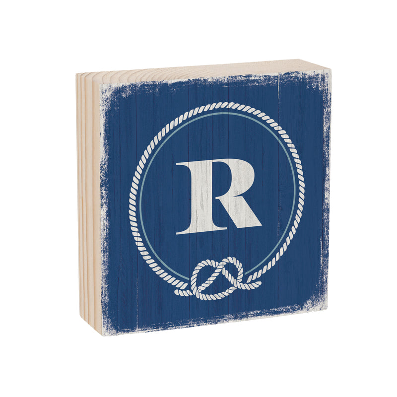 Coastal Wooden Plock Monogram Nautical 6" R R