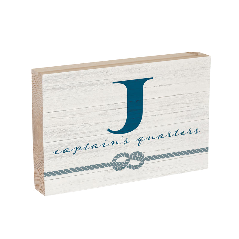 Coastal Wooden Plock Monogram Captain 12x8" J J
