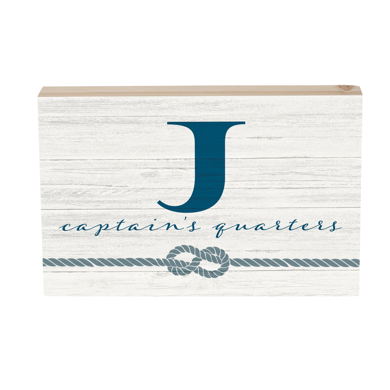 Coastal Wooden Plock Monogram Captain 12x8" J J