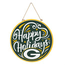 Green Bay Packers Holiday Round Door Décor with Hanging Rope, 18x18