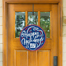 New York Giants Holiday Round Door Décor with Hanging Rope, 18x18