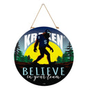 Seattle Kraken Bigfoot Round Door Décor with Hanging Rope, 18x18
