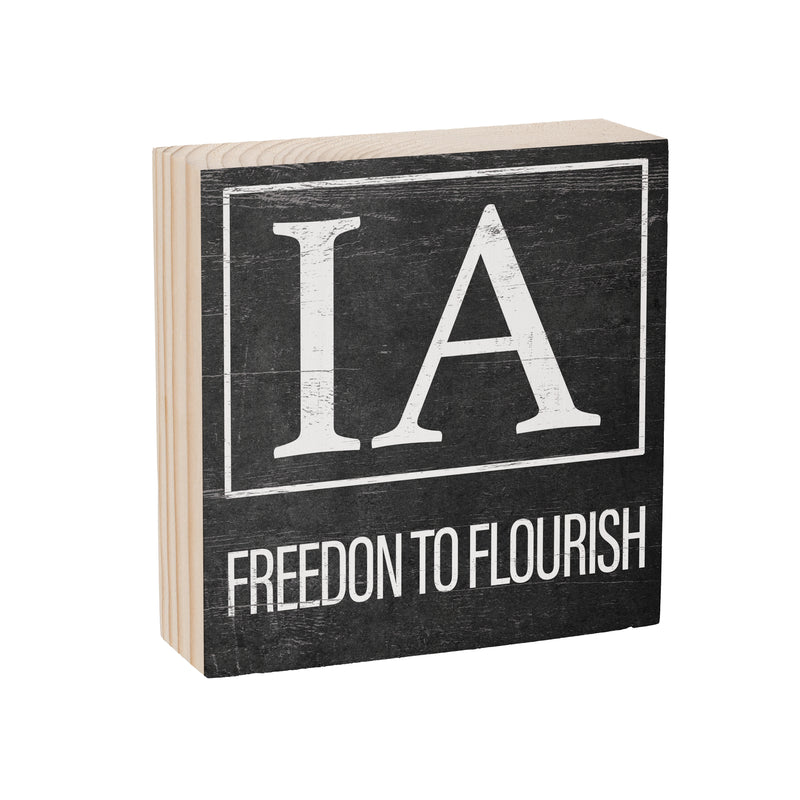 State Wooden Plock Iowa 6x6"