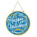 Los Angeles Chargers Holiday Round Door Décor with Hanging Rope, 18x18
