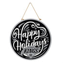 Los Angeles Kings Holiday Round Door Décor with Hanging Rope, 18x18