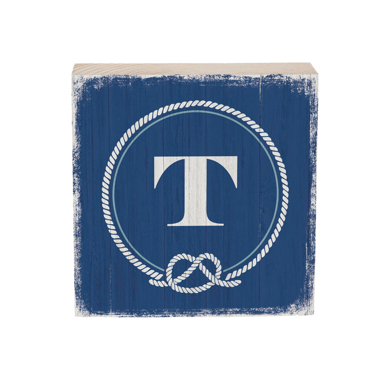 Coastal Wooden Plock Monogram Nautical 6" T T