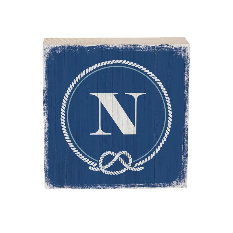 Coastal Wooden Plock Monogram Nautical 6" N N