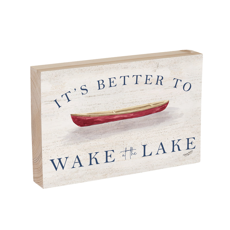 Lake Living Wooden Plock Wake at the Lake 12x8"