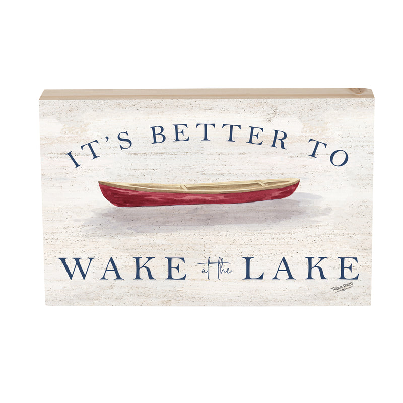 Lake Living Wooden Plock Wake at the Lake 12x8"