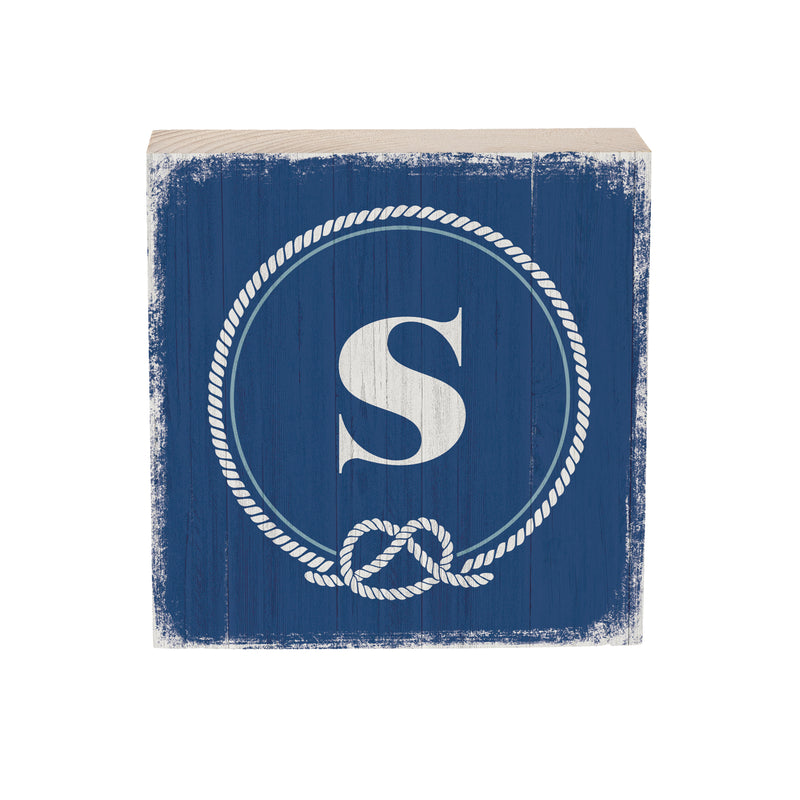 Coastal Wooden Plock Monogram Nautical 6" S S