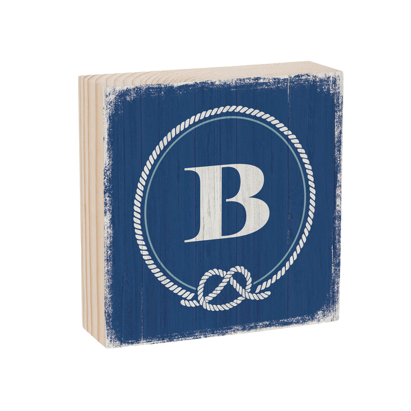 Coastal Wooden Plock Monogram Nautical 6" B B