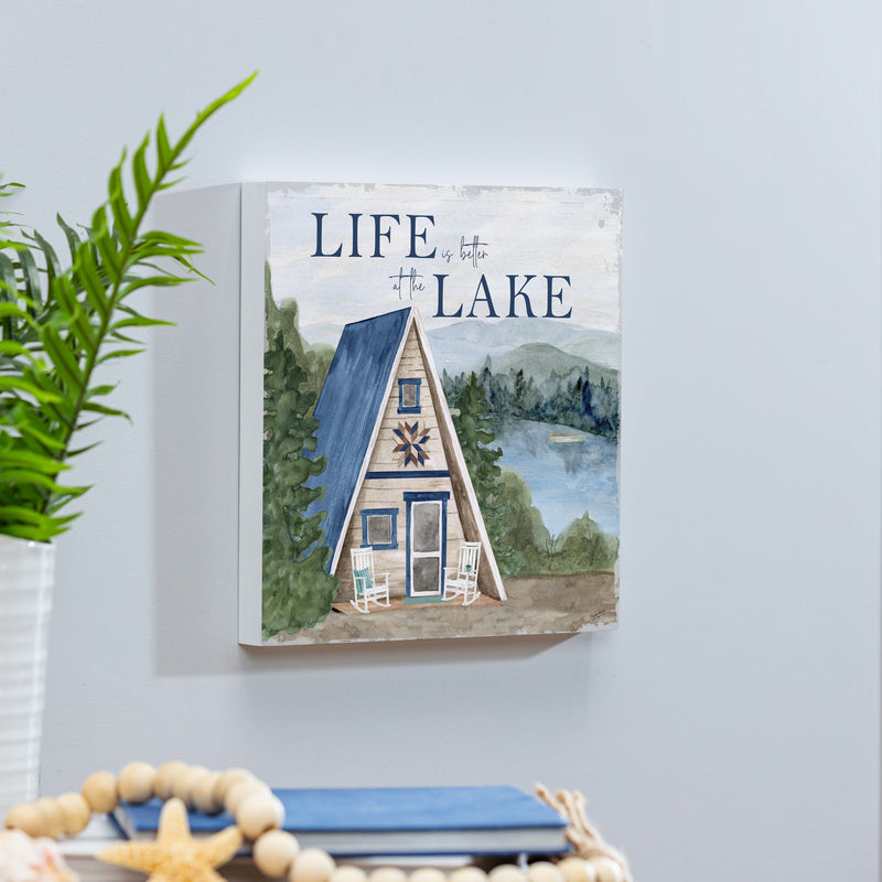 Lake Living Wooden Wall Art Life at the Lake 12x12"