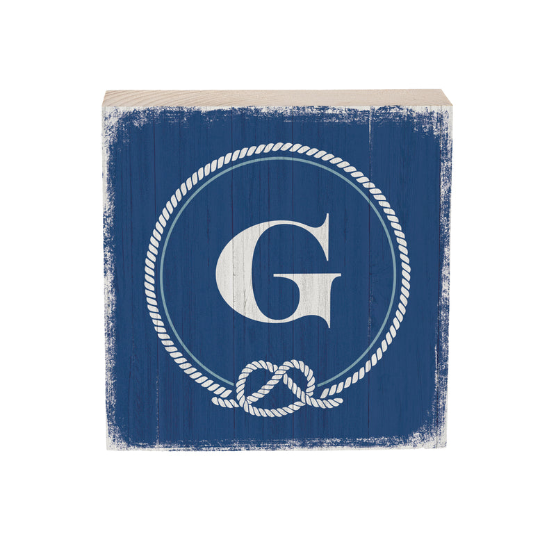 Coastal Wooden Plock Monogram Nautical 6" G G