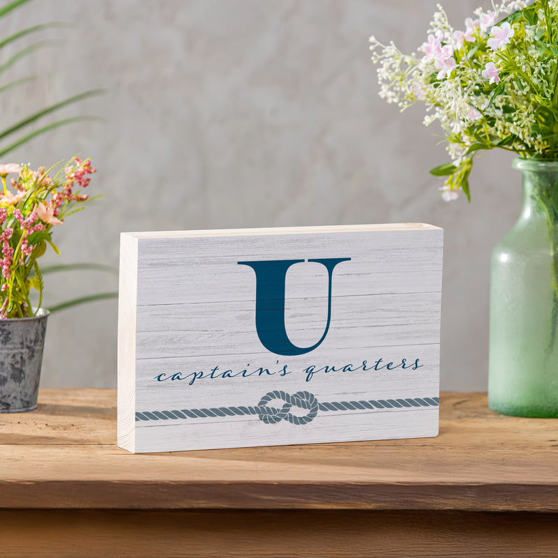 Coastal Wooden Plock Monogram Captain 12x8" U U