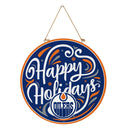 Edmonton Oilers Holiday Round Door Décor with Hanging Rope, 18x18