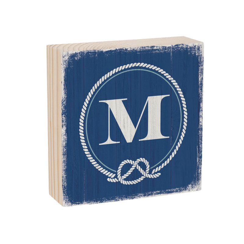 Coastal Wooden Plock Monogram Nautical 6" M M
