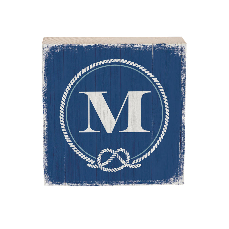 Coastal Wooden Plock Monogram Nautical 6" M M