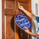 New York Rangers Holiday Round Door Décor with Hanging Rope, 18x18