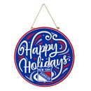 New York Rangers Holiday Round Door Décor with Hanging Rope, 18x18
