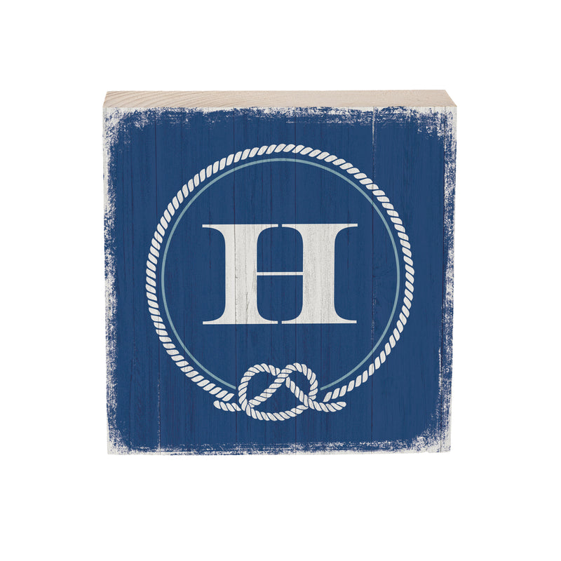 Coastal Wooden Plock Monogram Nautical 6" H H