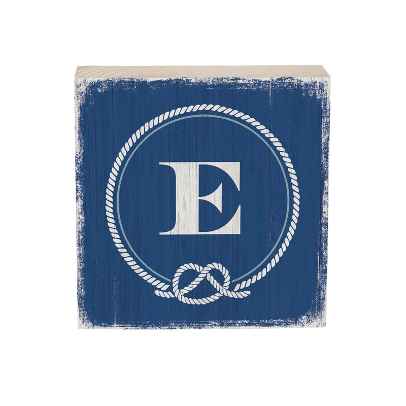 Coastal Wooden Plock Monogram Nautical 6" E E