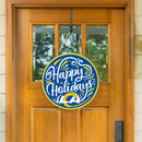 Los Angeles Rams Holiday Round Door Décor with Hanging Rope, 18x18