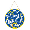 Los Angeles Rams Holiday Round Door Décor with Hanging Rope, 18x18