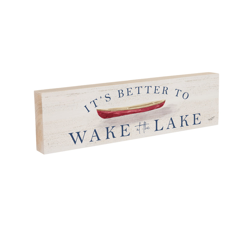 Lake Living Mantle Sign Wake at the Lake 18x5"
